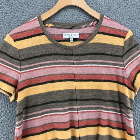 Madewell Shirt Womens Medium TeXTURE & THREAD Multicolor Stripe Tied Front Tee - Picture 2 of 10